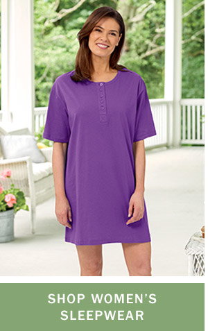 Shop Women's Sleepwear, Comfort Knit Jersey Knit Henley-Style Shortie Nightgown 