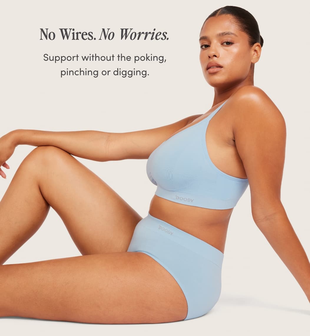 Wireless Full Bust T-Shirt Bra - Sky Blue