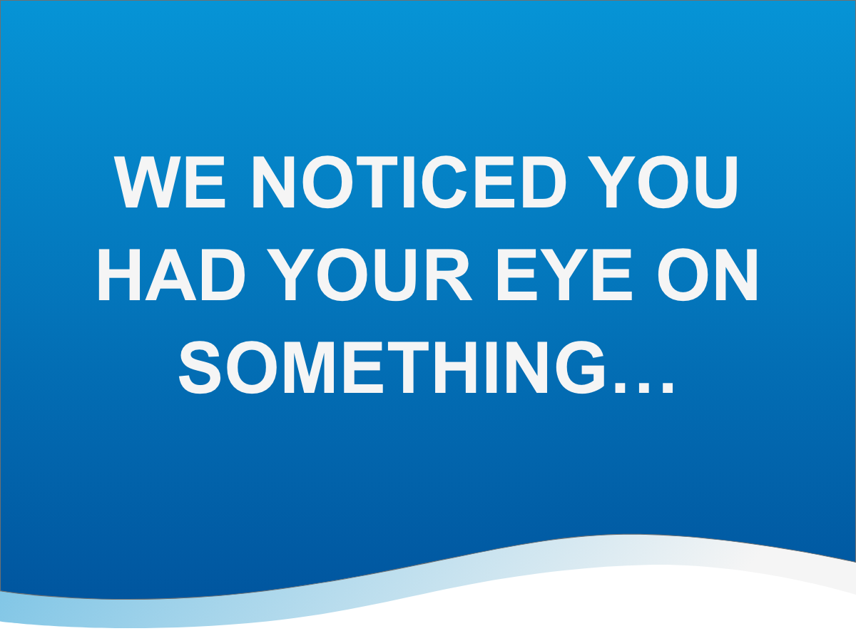 WE NOTICED YOU HAD YOUR EYE ON SOMETHING...