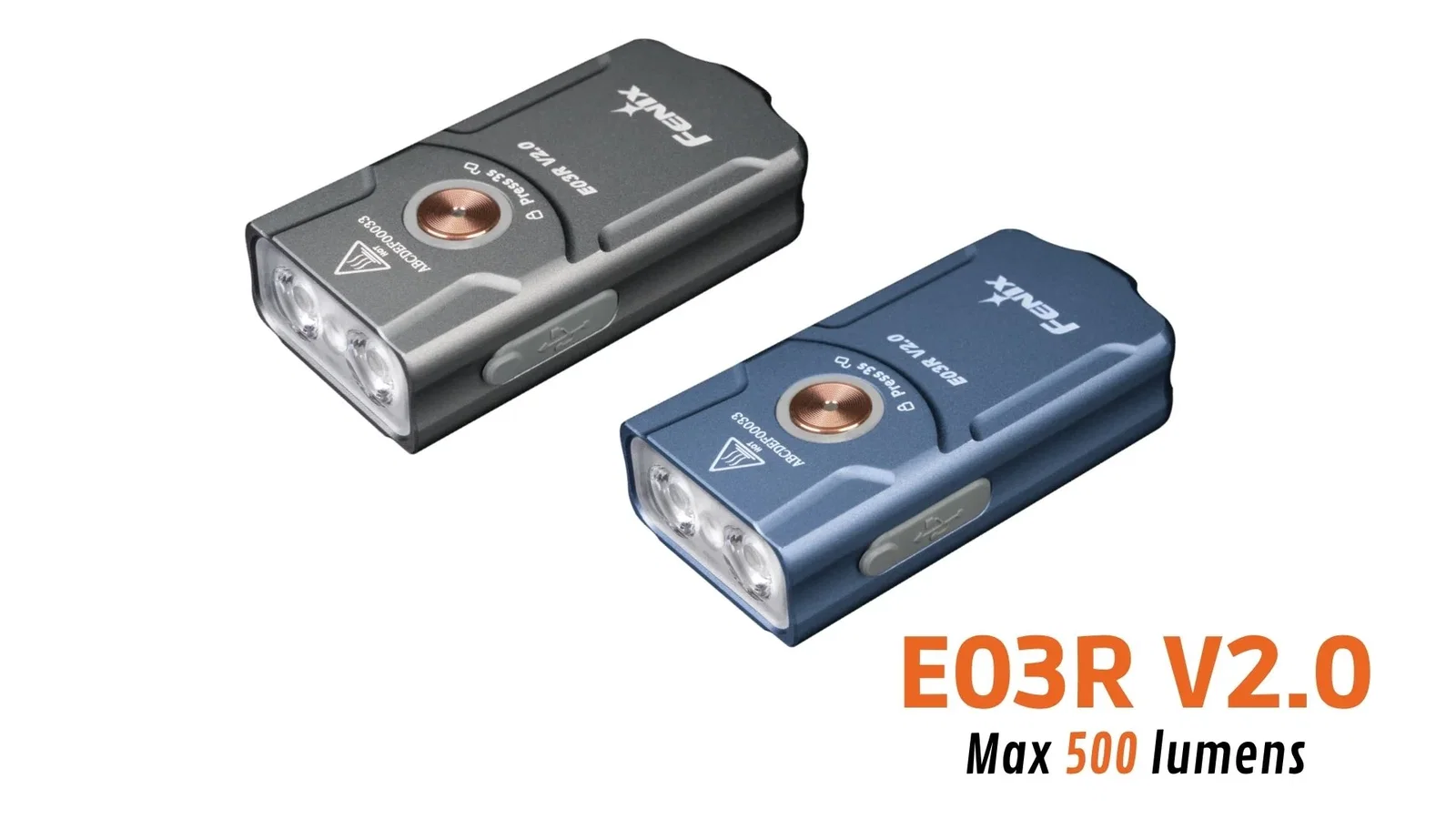 Fenix E03R V2.0 - Lampe porte-clés en métal - 500 lumens - Rechargeable USB-C