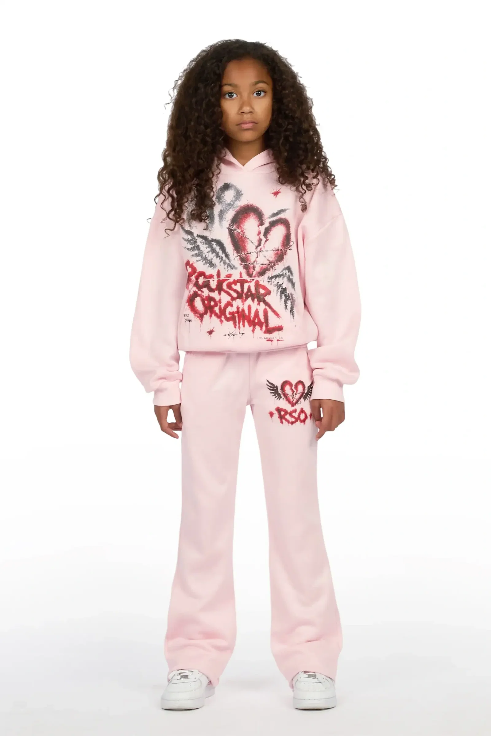 Image of Girls Effigia Light Pink Hoodie Track Set