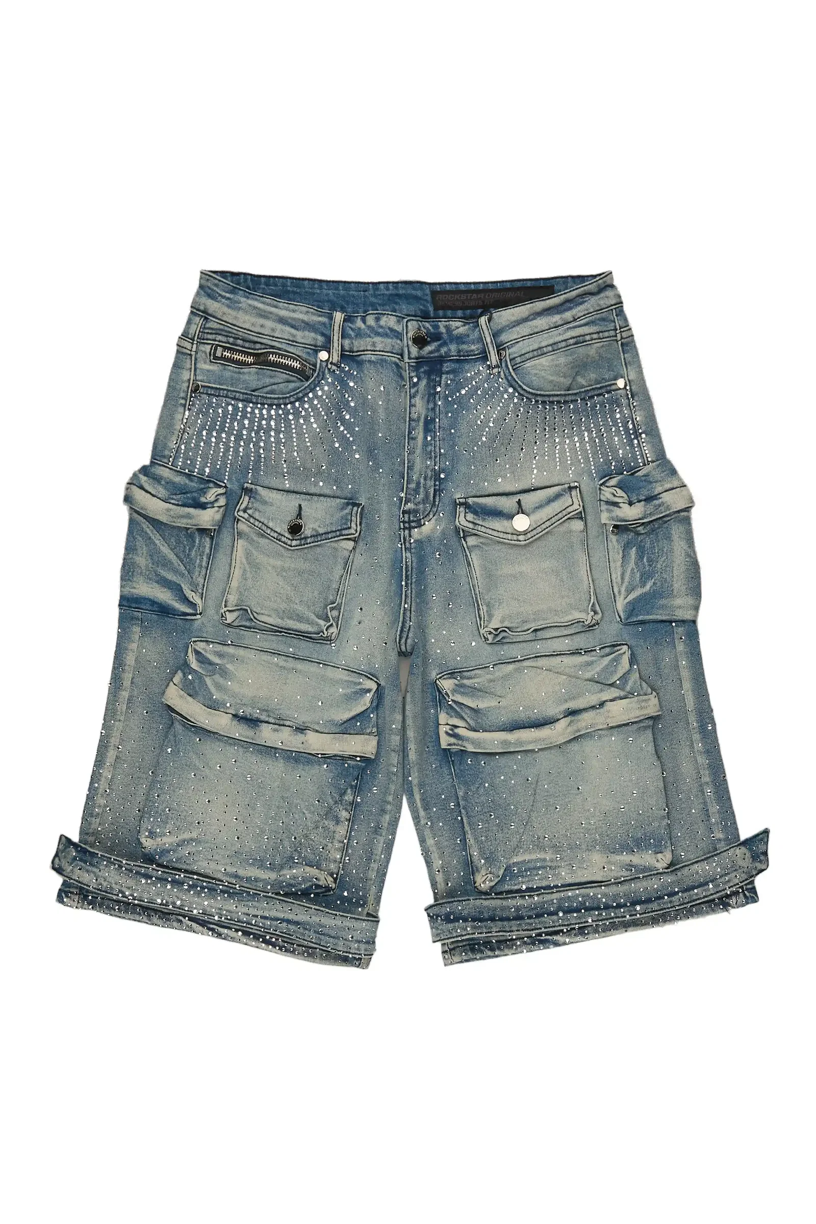 Image of Keoni Light Blue Rhinestone Denim Short