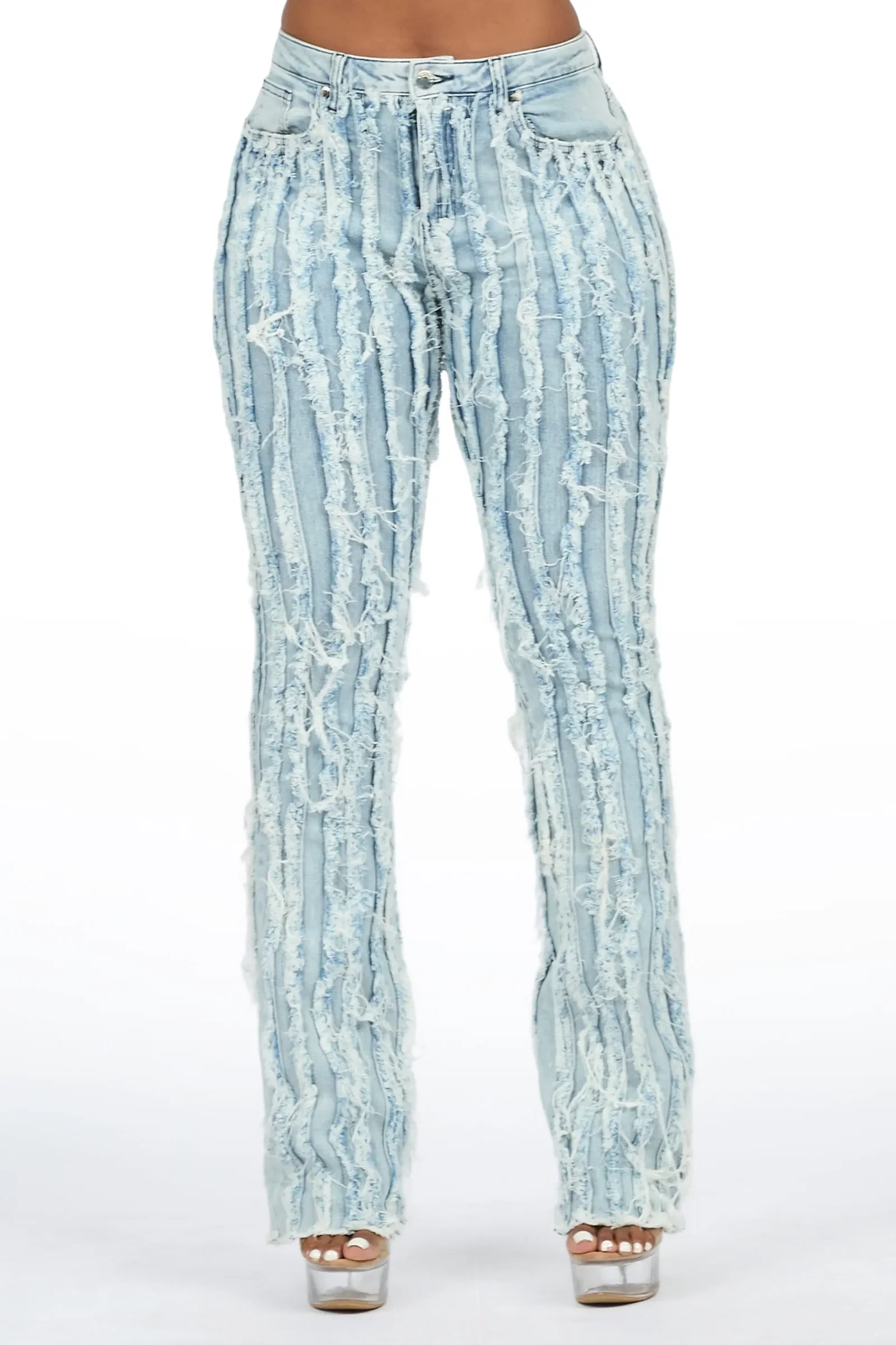 Image of Natalia Light Med. Wash Stacked Flare Jean