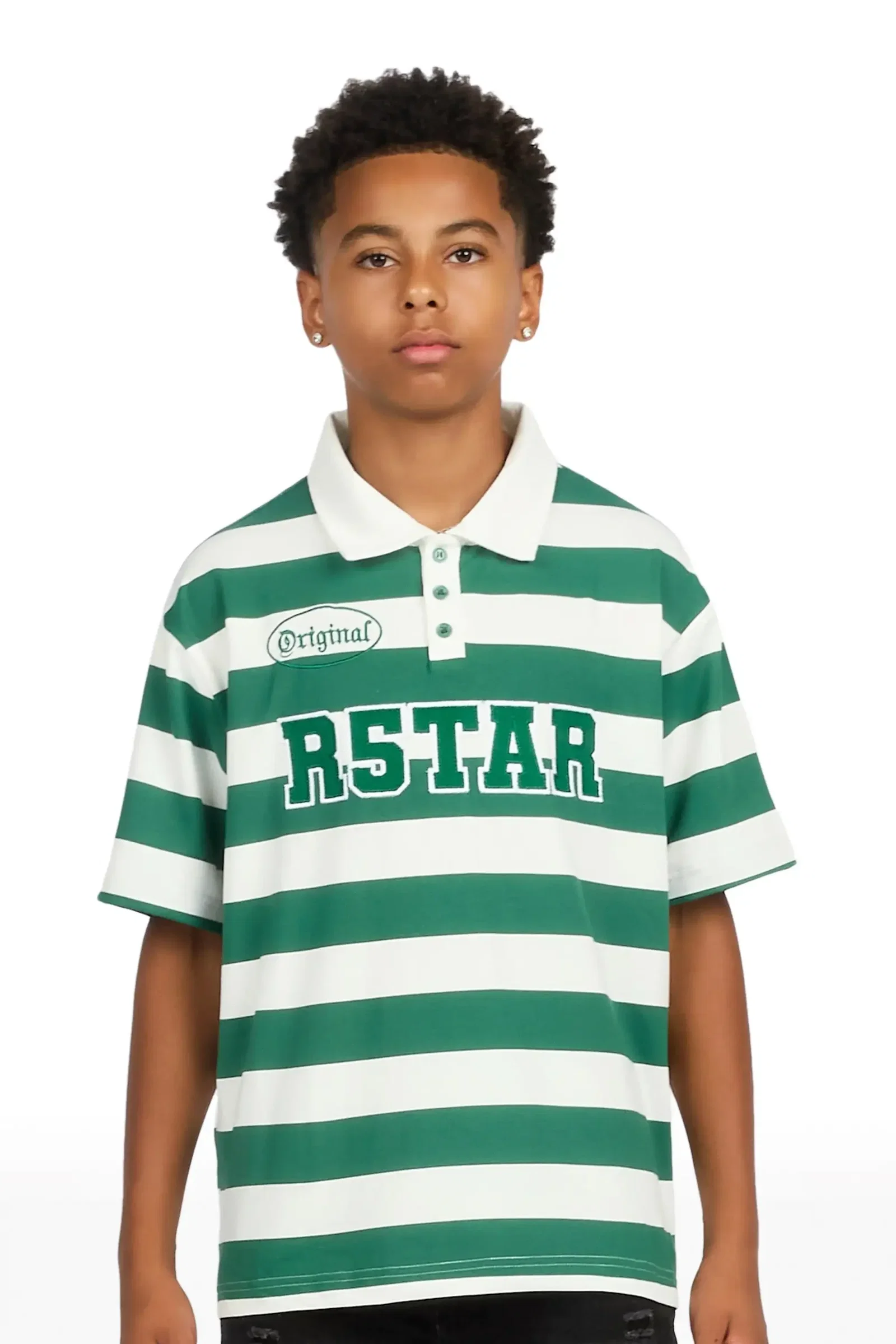 Image of Boys Fintan Green/Cream Polo
