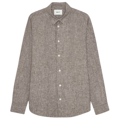 NN07 Enzo Classic Collar Linen Shirt - Clay