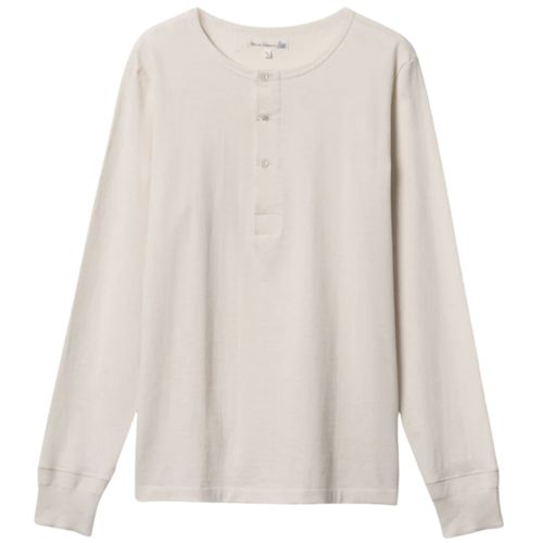 Merz b Schwanen 2M06 Vintage Machine Refined Classic Fit Long Sleeve Henley - Natural