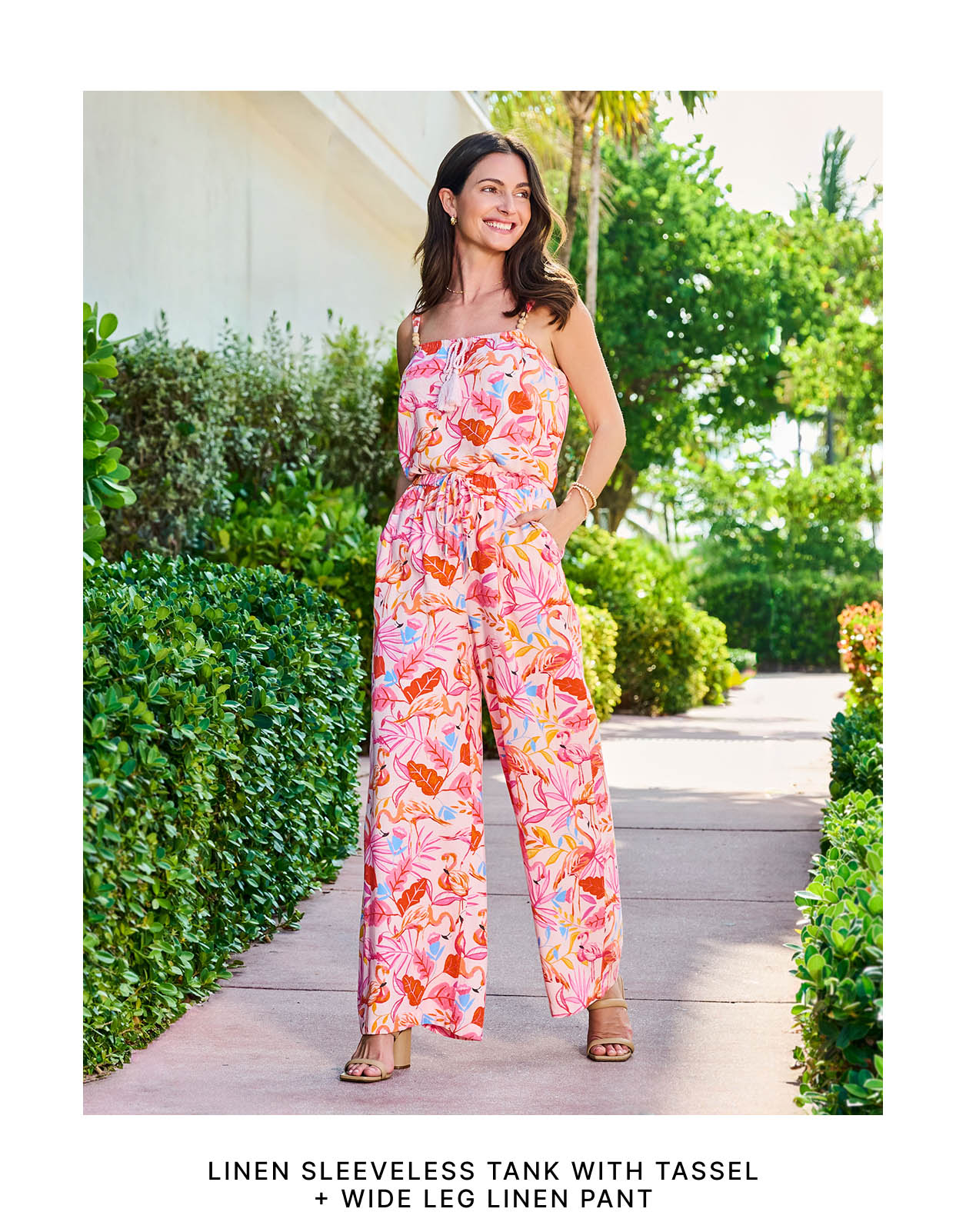 Linen Sleeveless Tank With Tassel + Wide Leg Linen Pant