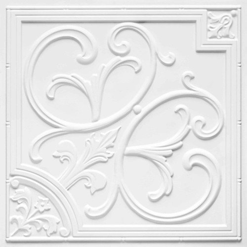 Lilies and Swirls - Faux Tin Ceiling Tile - 24 in x 24 in - #204