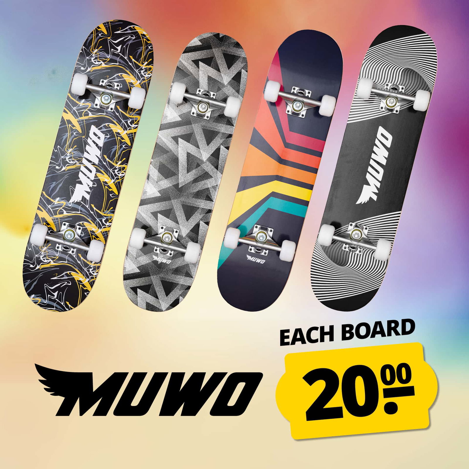 muwo rainbow corner skateboard