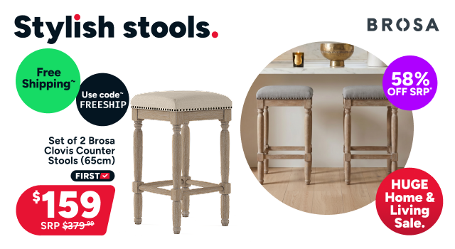 Set of 2 Brosa Clovis Counter Stools (65cm)
