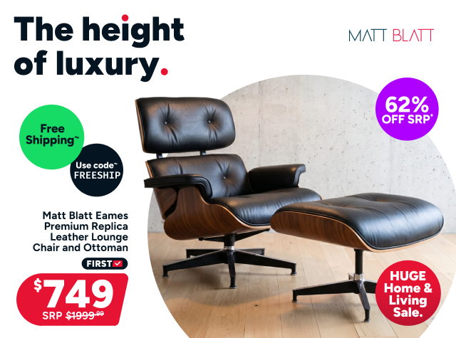 Matt Blatt Eames Premium Replica Leather Lounge Chair and Ottoman