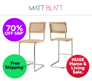 Set of 2 Matt Blatt Marcel Breuer Cesca Counter Stools Replica (Natural/Rattan) Product Image