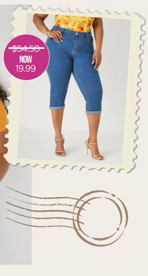 Cuffed Stretch Denim Capris