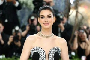 Anne Hathaway attends the 2026 Met Gala celebrating "Costume Art" at the Metropolitan Museum of Art on May 04, 2026 in New York City.