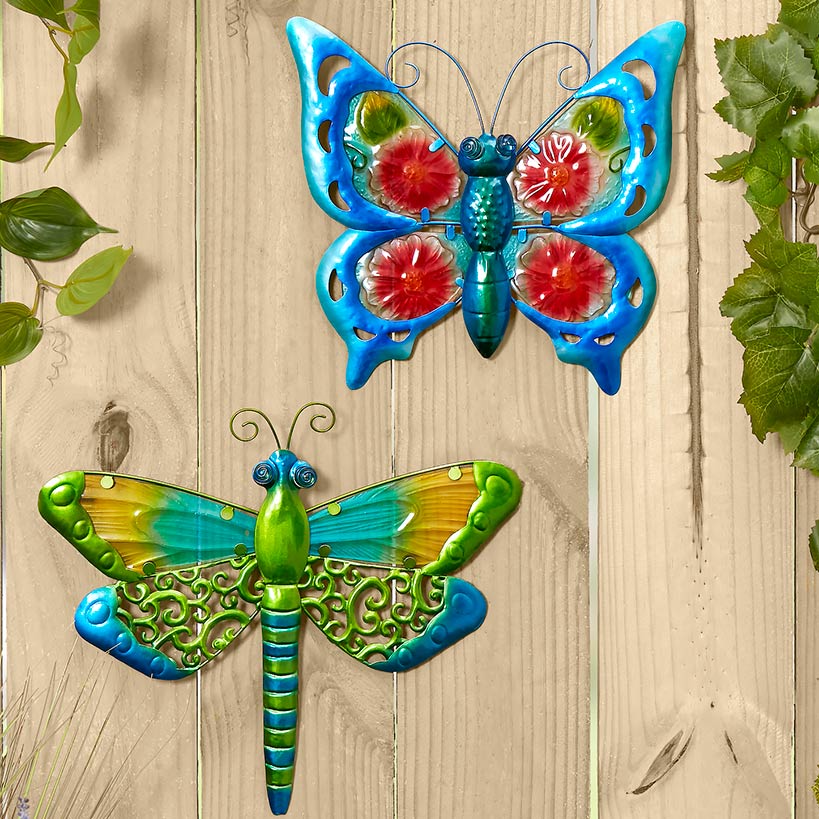 Image of Vibrant Butterfly Or Dragonfly Garden Wall Hanging