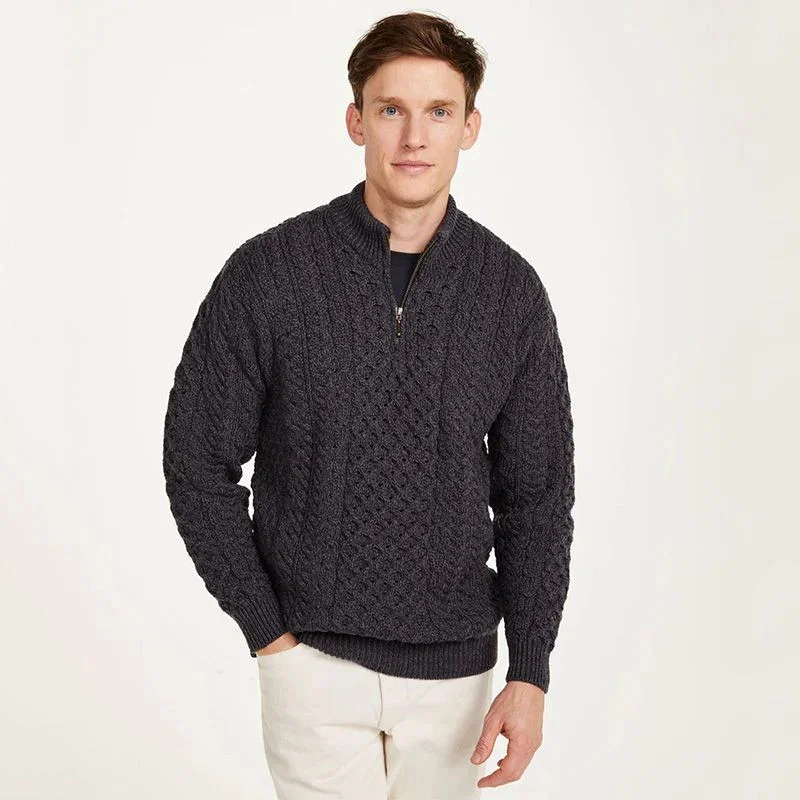 Image of Men's Merino Wool Aran Quarter Zip Sweater