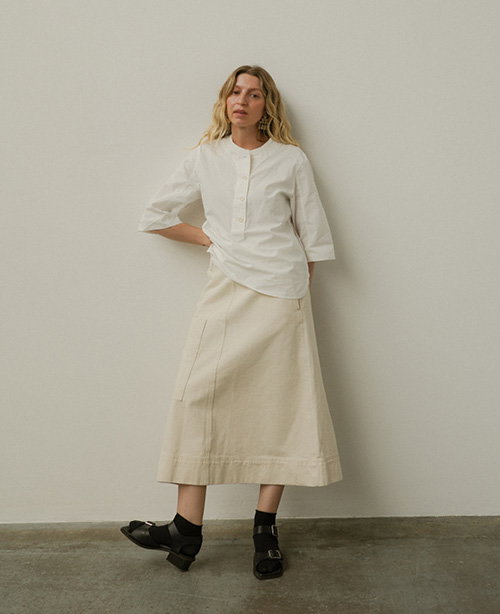Applied Placket Cotton Linen Top