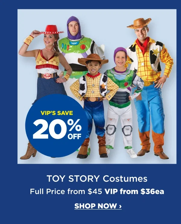 VIP 20%off Toy Story Costumes