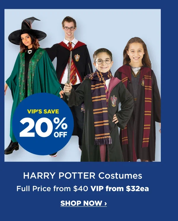 VIP 20%off Harry Potter Costumes