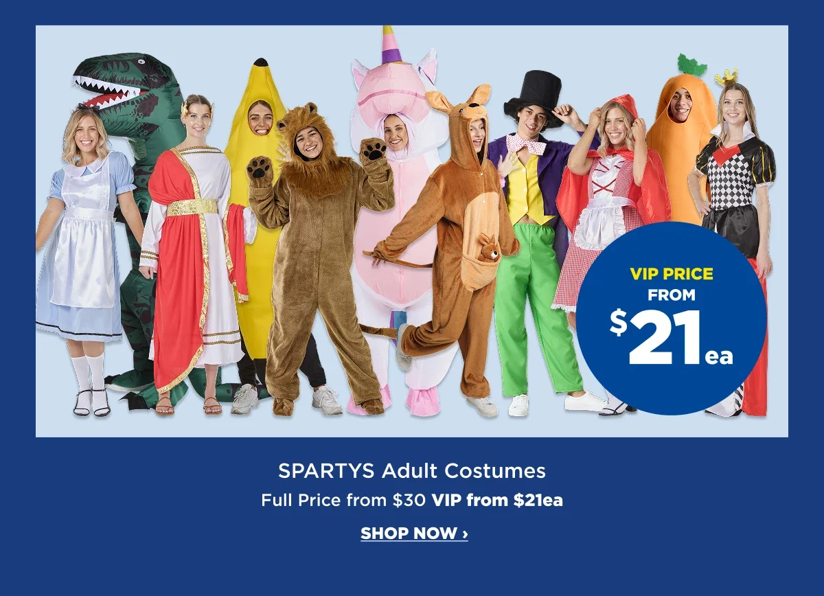 VIP $21ea Spartys Adult Costumes