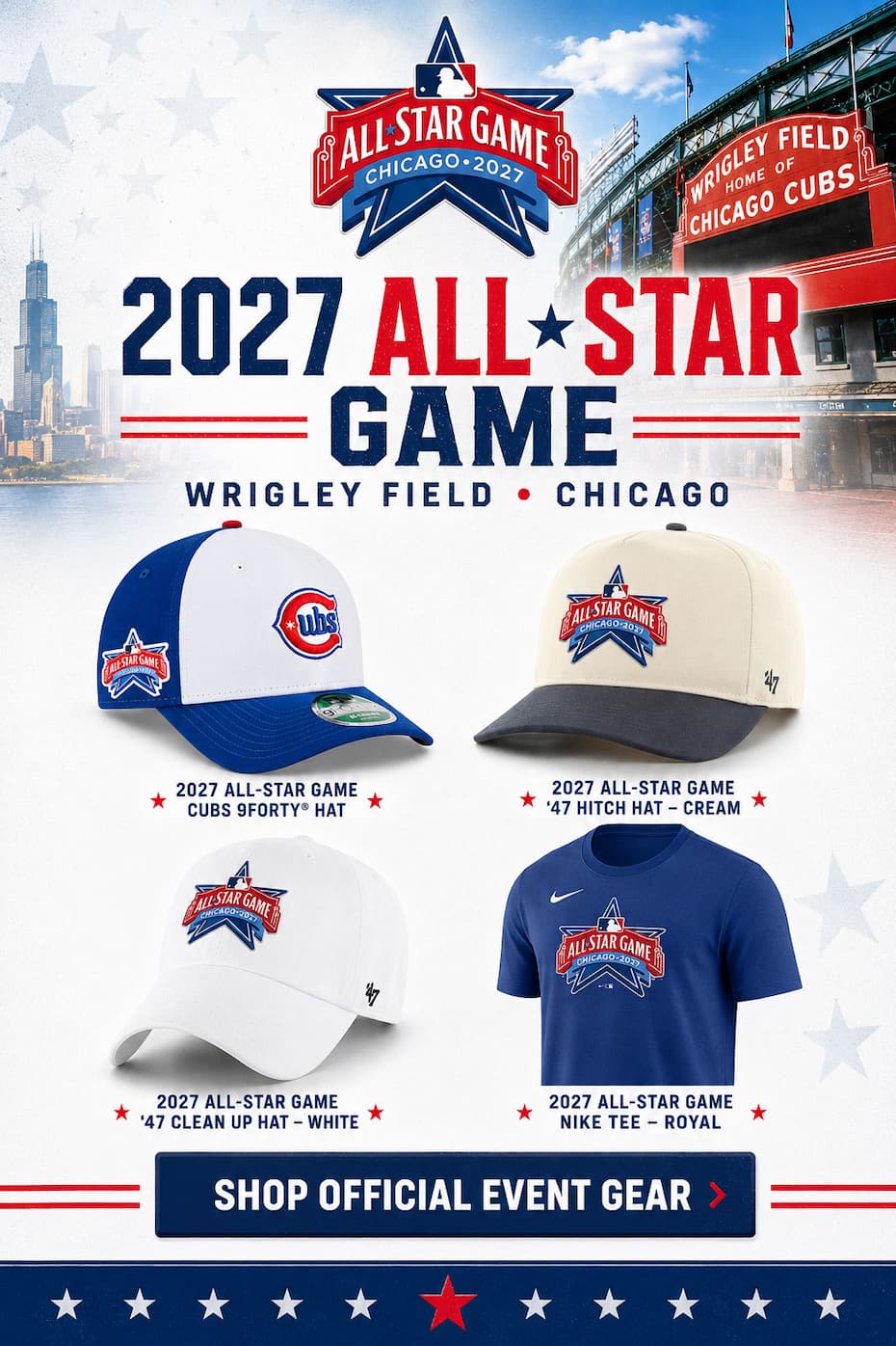 Chicago Cubs 2027 MLB All-Star Game Geat at SportsWorldChicago.com