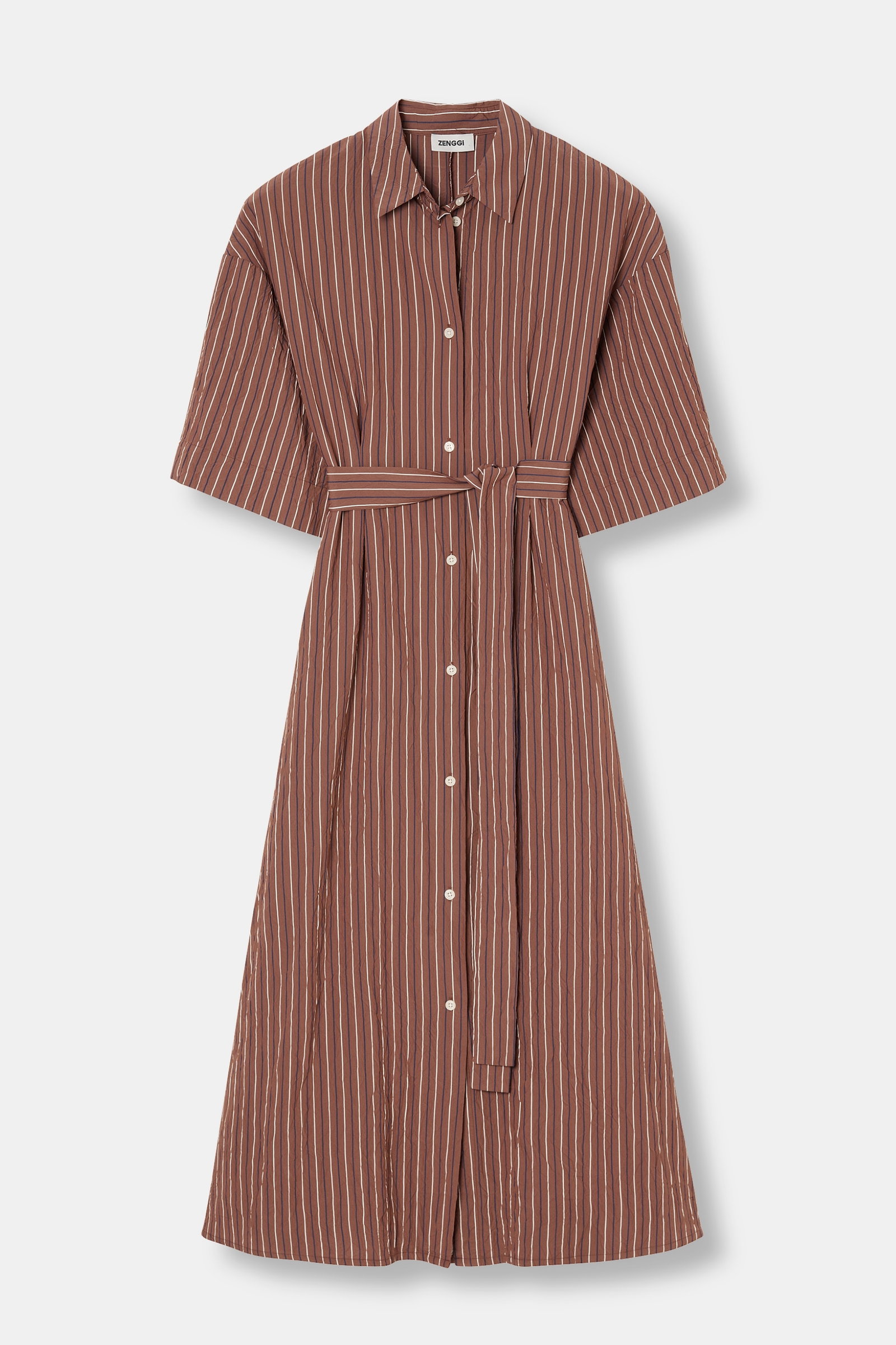 STRIPED WAISTED SHIRT DRESS