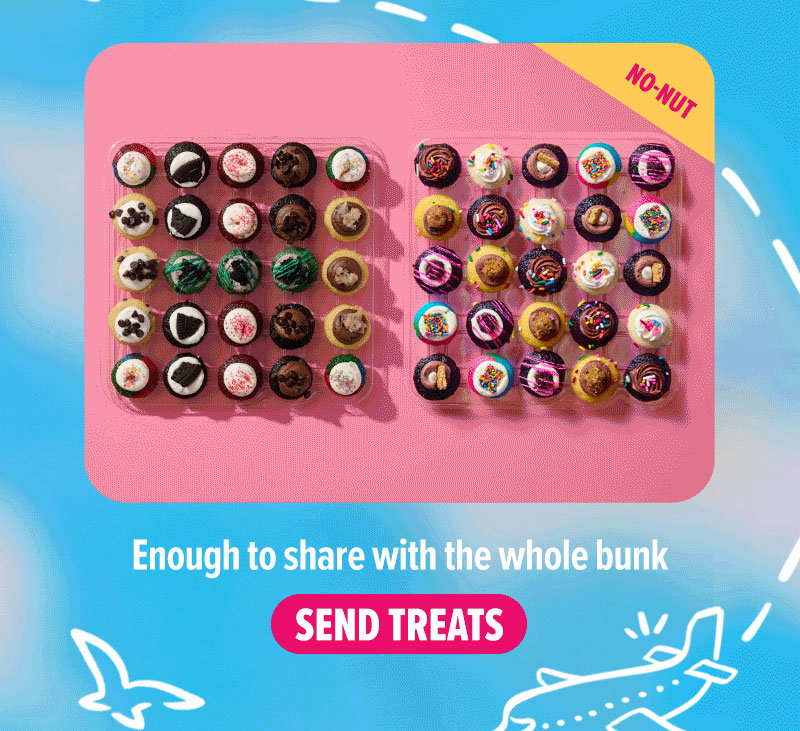 Enough to share with the whole bunk: The no nut all the flavors cupcake 50-pack. Send treats!