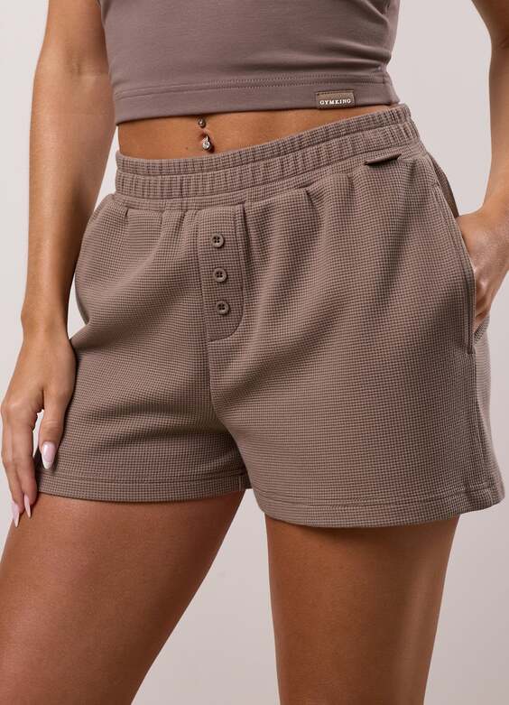 Gym King Waffle Mid Rise Shorts - Truffle