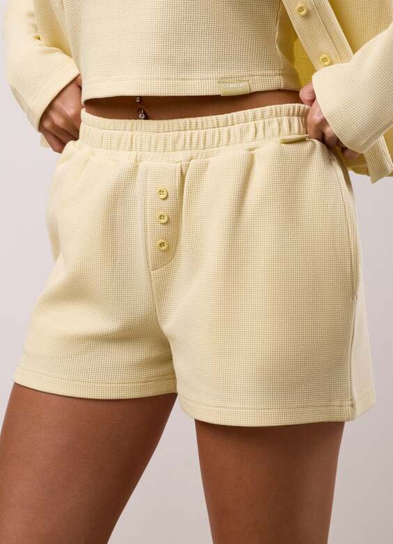 Gym King Waffle Mid Rise Shorts - Buttermilk