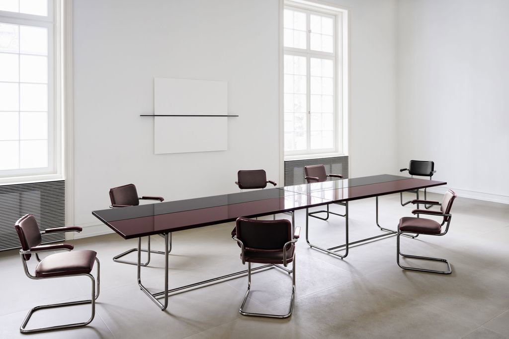 Portable projector on a table