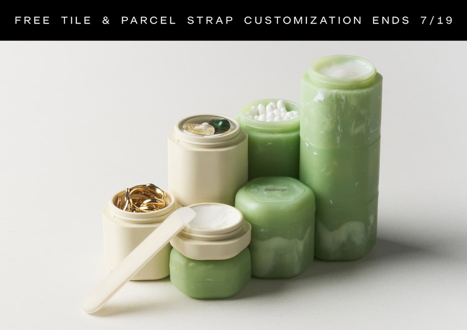 Click to shop Cadence. Free Tile and Parcel Strap Customization ends 7/19. Image of Cadence Capsules and Spatula