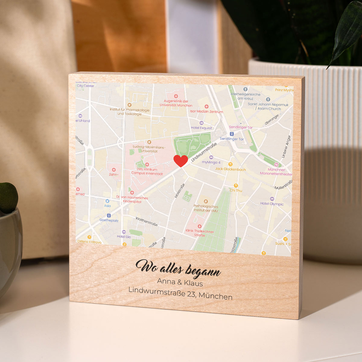 Image of Personalisierbarer Holzblock Wo Alles Begann