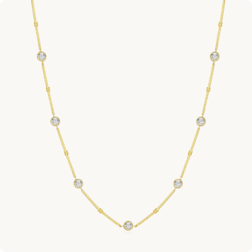 Lab Grown Diamond Station Necklace in Gold Plated Sterling Silver