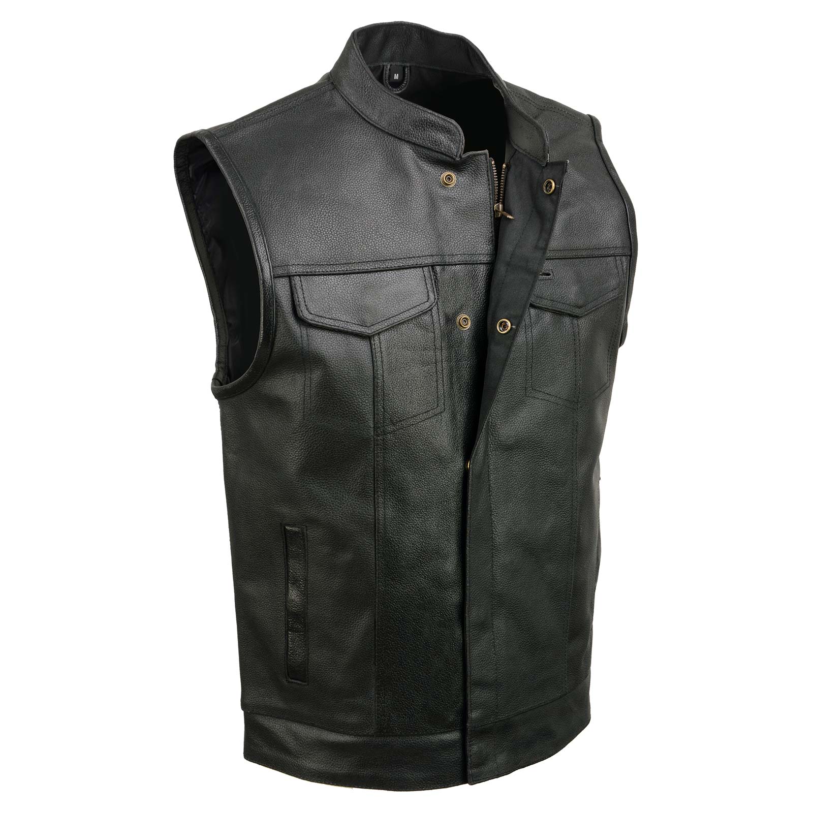 Image of Event Leather ELM3910 Men's Black Motorcycle Leather Riders Club Style Vest w/ Dual Closure