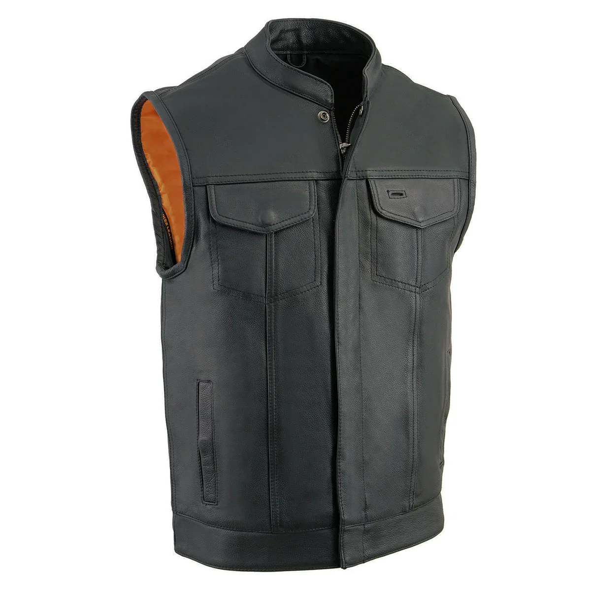 Image of Milwaukee Leather Men's MLM3514 Black Premium Dual Closure Club Style Motorcycle Vest w/ Cool-Tec Leather Treatment