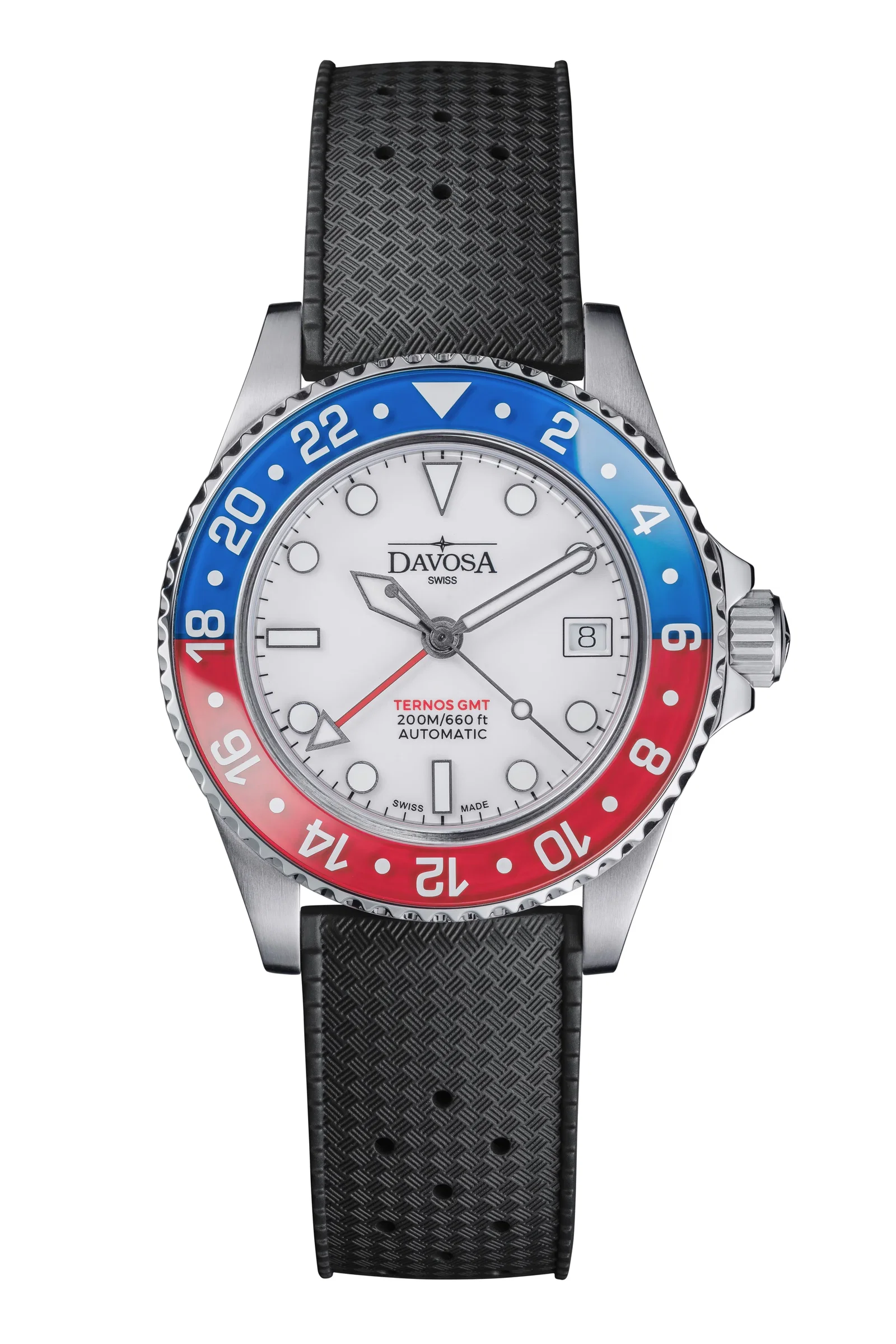Ternos GMT Lucent Automatic 200m GMT White Blue-Red Black Rubber Watch 161.593.55