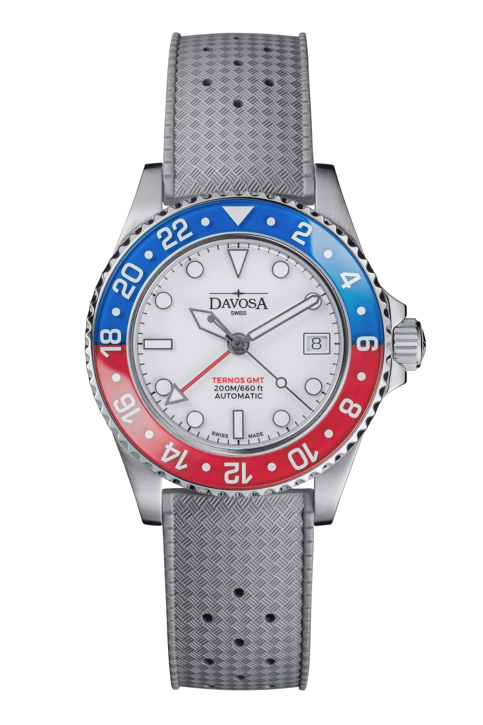Ternos GMT Lucent Automatic 200m GMT White Blue-Red Grey Rubber Watch 161.593.15