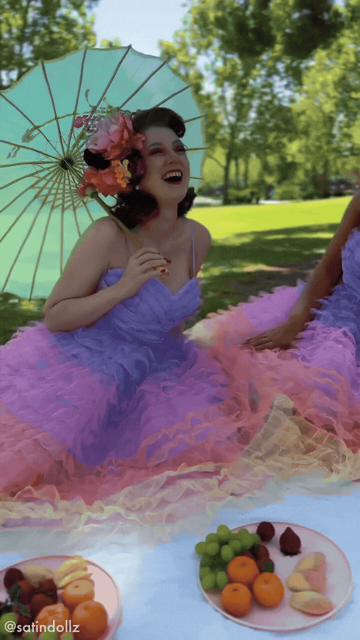 Unique Vintage Ombre Sunset Cupcake Swing Dress