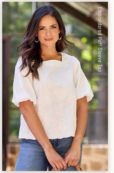 Shop Embroidered Puff Sleeve Top