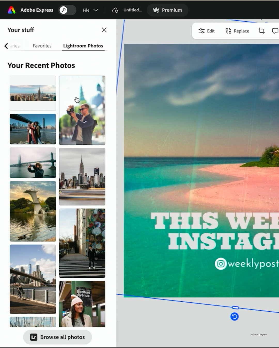 A published photography web page created in Adobe Express