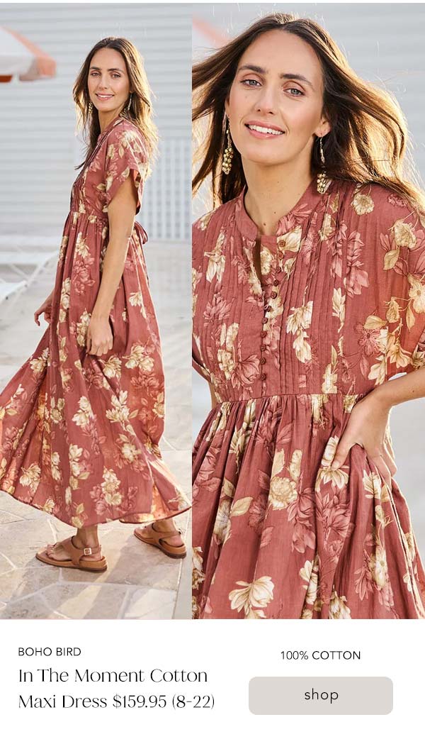 in the moment cotton maxi dress rustrose
