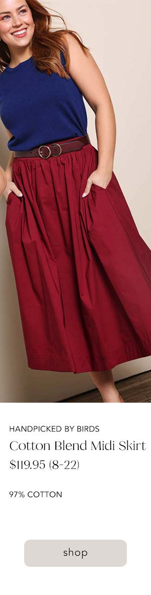 cotton blend midi skirt burgundy