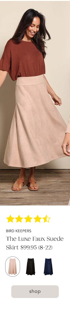 the luxe faux suede skirt baci