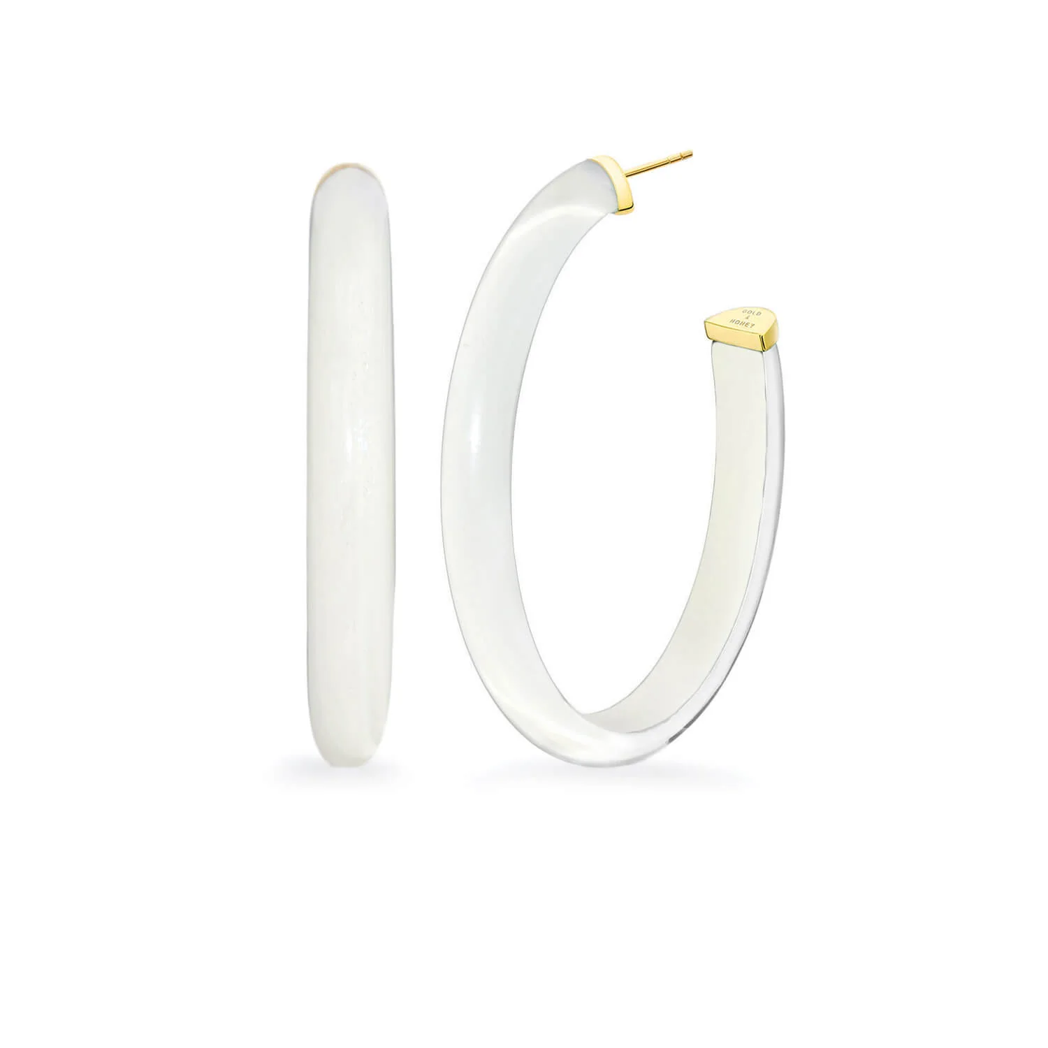 Image of XL Oval Illusion Neutral Lucite Hoop Earrings