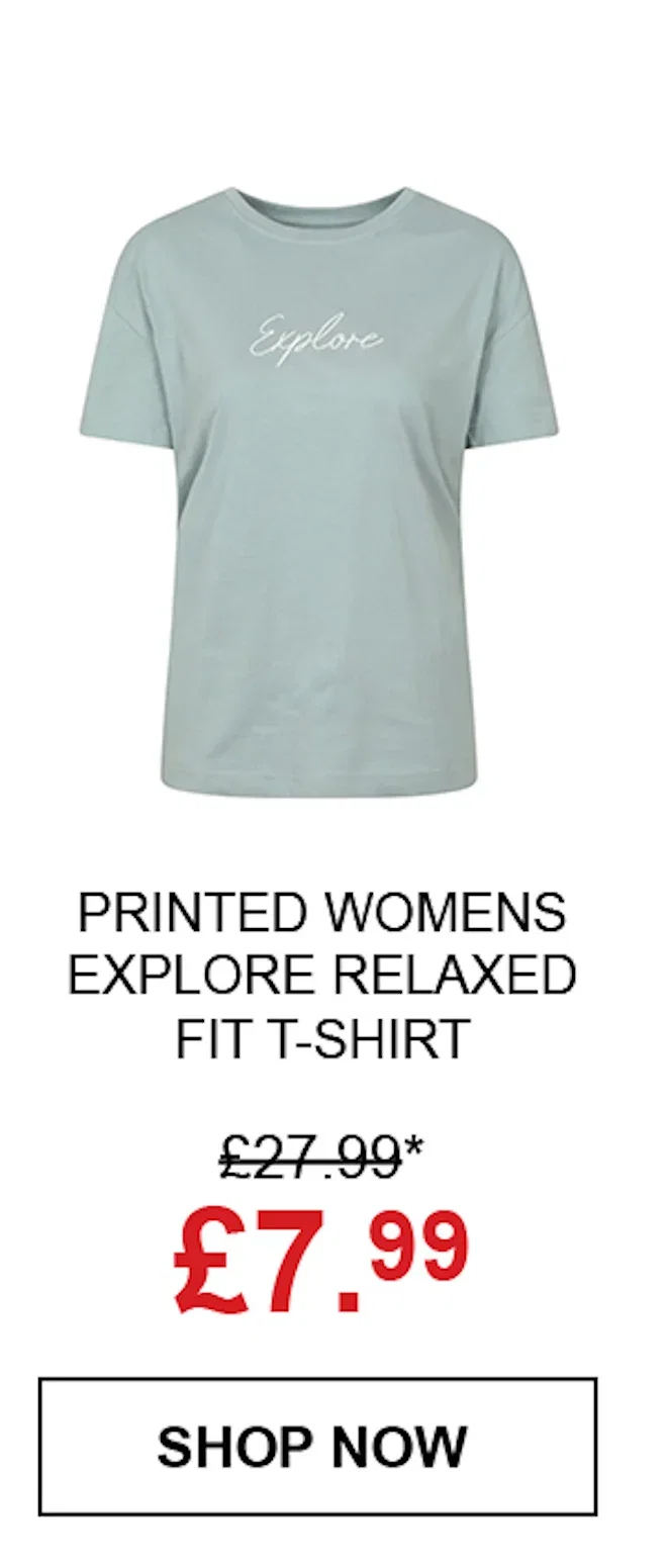 Printed Womens Explore Relaxed Fit T-Shirt