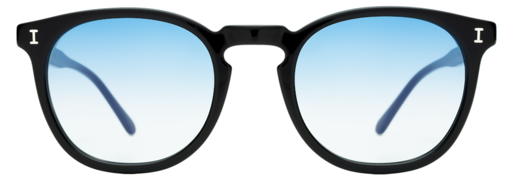 Eldridge sunglasses shown in Black with Blue Gradient