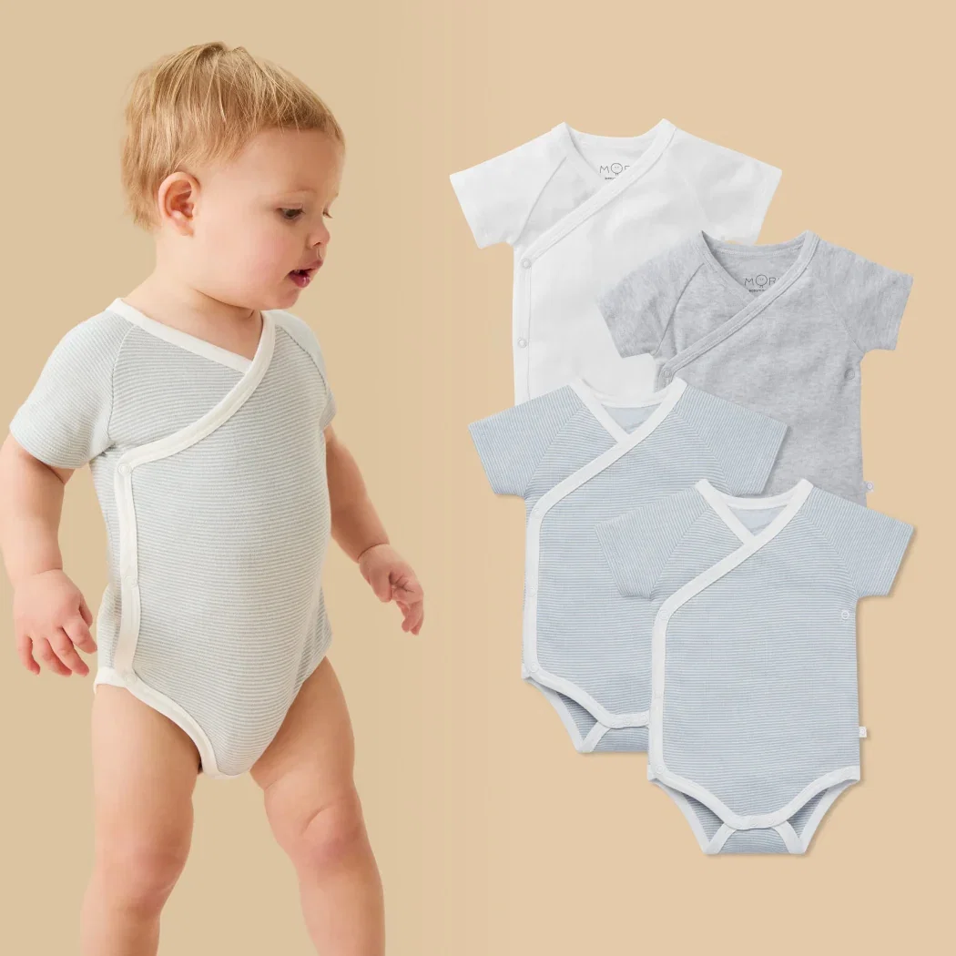 Image of Short Sleeve Kimono Bodysuit 4 Pack