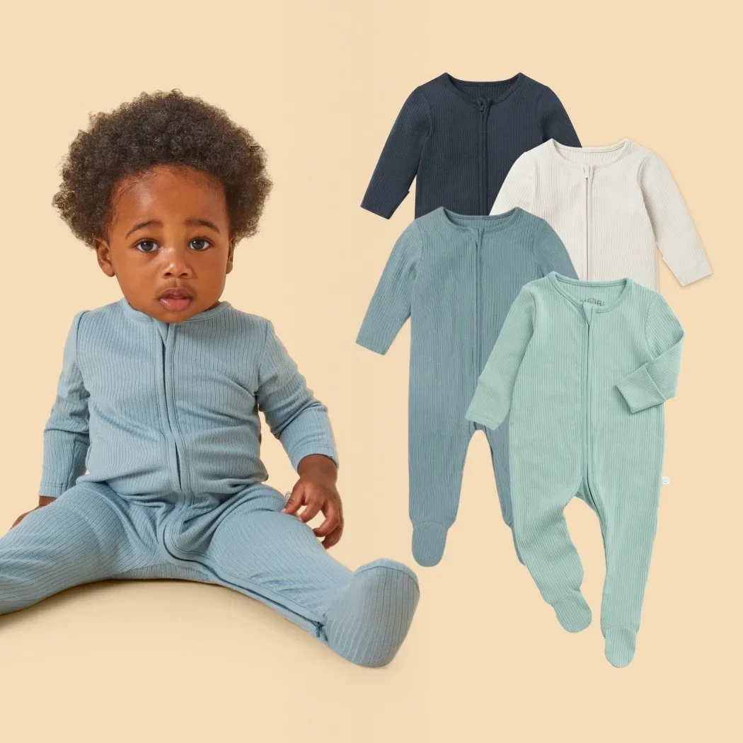 Image of Ribbed Clever Zip Sleepsuit 4 Pack