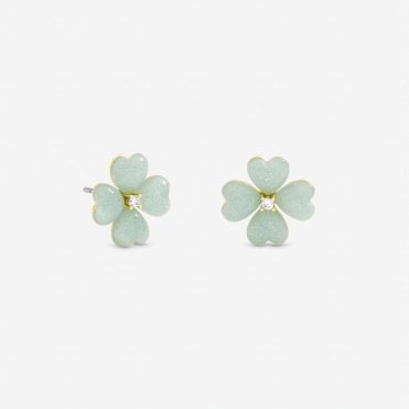 Jon Richard Gold Plated and Mint Green Flower Stud Earrings