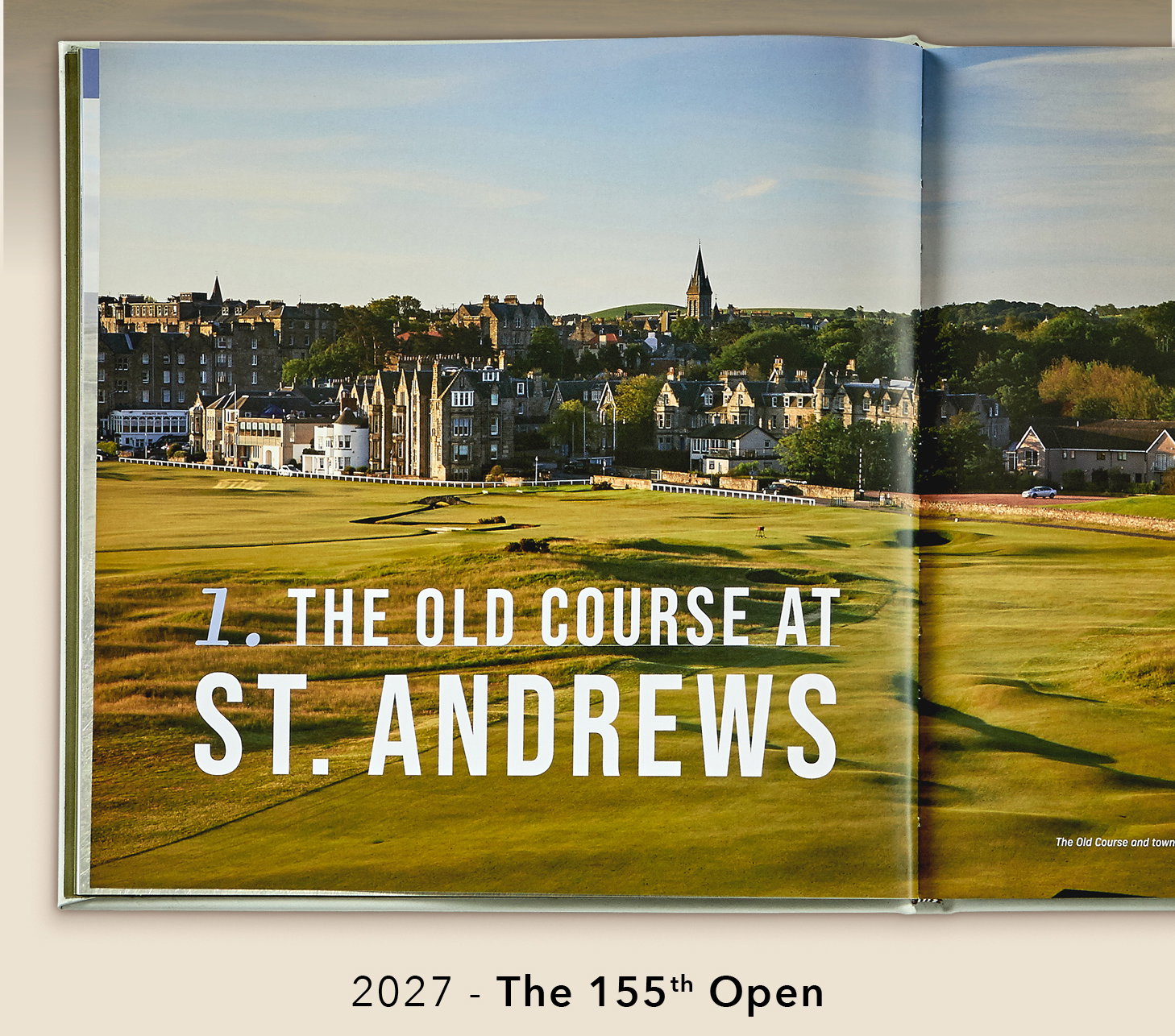Interior page featuring St. Andrews, site of the 155th Open in 2027.